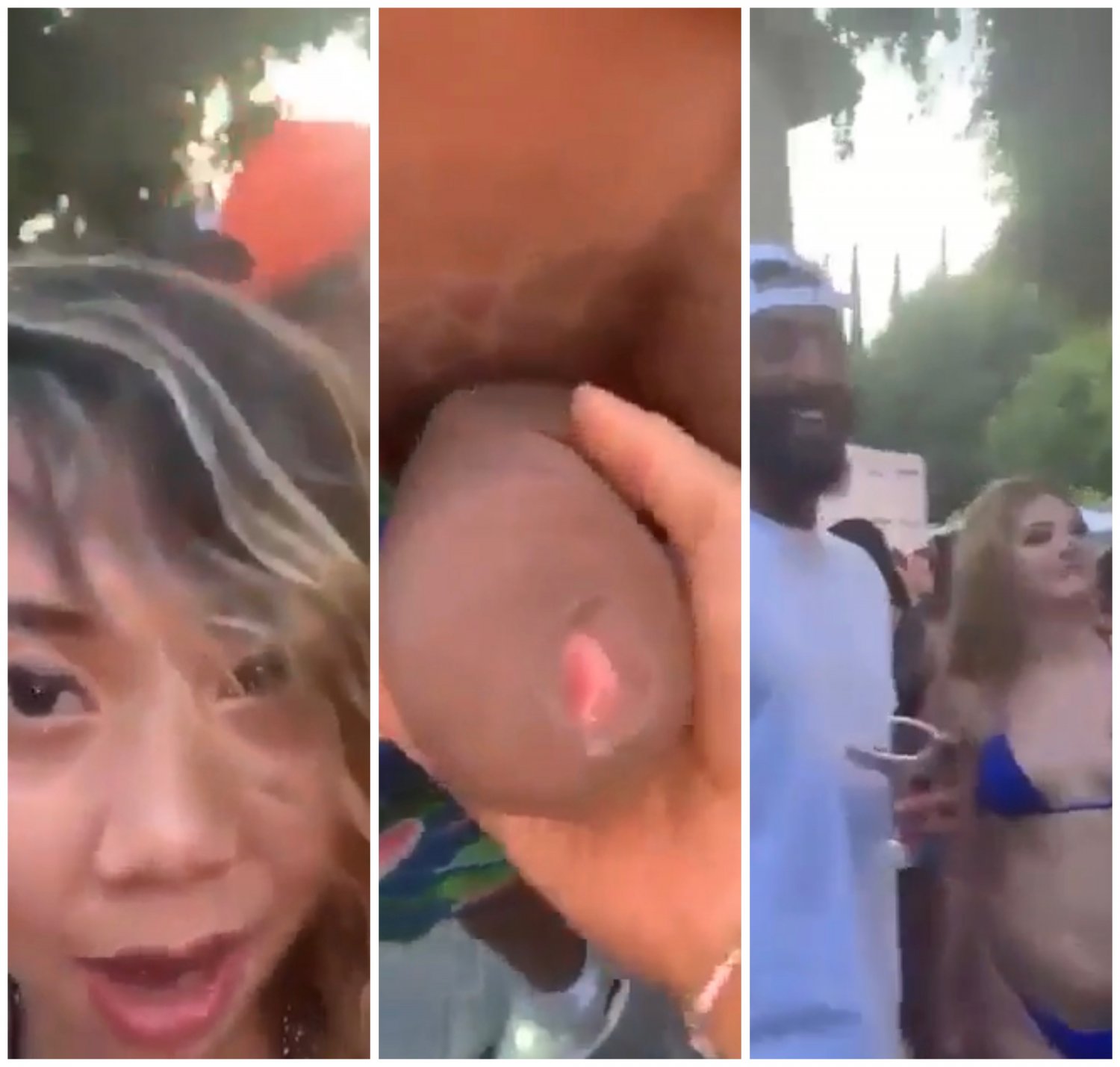 Black Guy Whips His BBC Out For Asian Slut With Her Titties Out At Pool Party