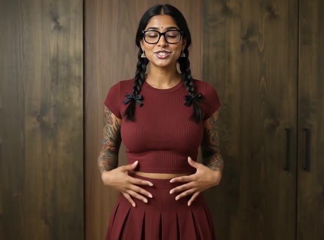 Indian Nerdy Cum Face Cute Talks Sweater & Cum - India Nerd Glasses - AI