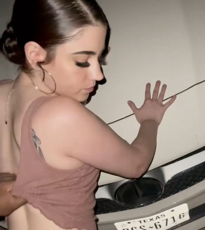 Pretty Brunette College Girl Taking Risks in a Car While Giving a Blowjob & Fucked Doggystyle by BBC 1