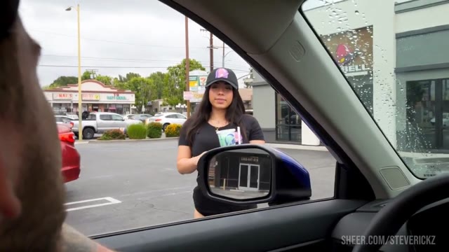latina baddie giving a blowjob and gets fucked hard during her shift in a customer's car
